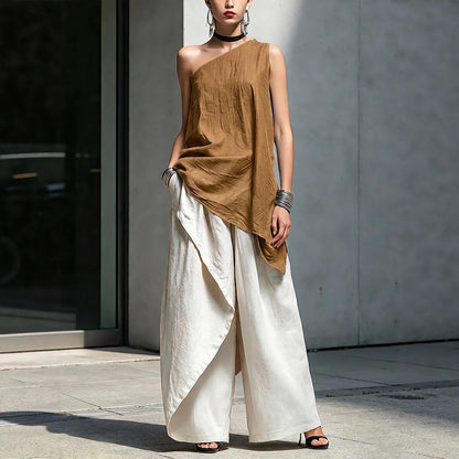 Women's One-Shoulder Asymmetric Sleeveless Top FitiqueFit