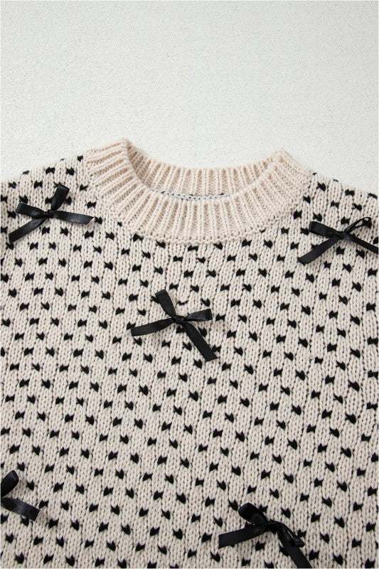 Bow Ribbed Edge Crewneck Long Sleeve Sweater Shop Style & More | Fresh Looks, Everyday Deals & Free Shipping