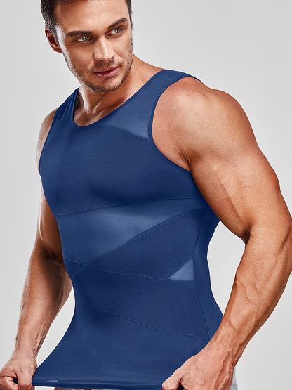 SCARBORO Men's Compression Shirt for Body Shaper Slimming Vest Tight Tummy Underwear Tank Top NovaCart