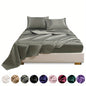 4pcs Satin Bed Sheet Four-Piece Set Includes One Fitted Sheet, One Flat Sheet, And Two Pillowcases. Pillowcases Do Not Include Inserts. Solid Colors Showcase Simple Elegance. The Simple Style Is Classic And Timeless. Polyeste NovaCart