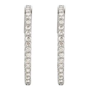 14K White 1 CTW Lab-Grown Diamond Inside-Outside 26.5 mm Hinged Hoop Earrings Ethereal Legacy Boutiques