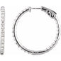 Sterling Silver Imitation White Cubic Zirconia Inside-Outside 29.5 mm Hinged Hoop Earrings Ethereal Legacy Boutiques