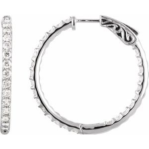 Platinum 2 CTW Natural Diamond Inside-Outside 29.5 mm Hinged Hoop Earrings Ethereal Legacy Boutiques