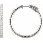 Sterling Silver Imitation White Cubic Zirconia Inside-Outside 34.5 mm Hinged Hoop Earrings Ethereal Legacy Boutiques