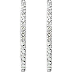 Sterling Silver Imitation White Cubic Zirconia Inside-Outside 41.5 mm Hinged Hoop Earrings Ethereal Legacy Boutiques