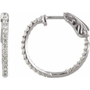 14K White 1/2 CTW Lab-Grown Diamond Inside-Outside 19 mm Hinged Hoop Earrings Ethereal Legacy Boutiques