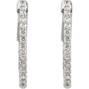Sterling Silver Imitation White Cubic Zirconia Inside-Outside 19 mm Hinged Hoop Earrings Ethereal Legacy Boutiques