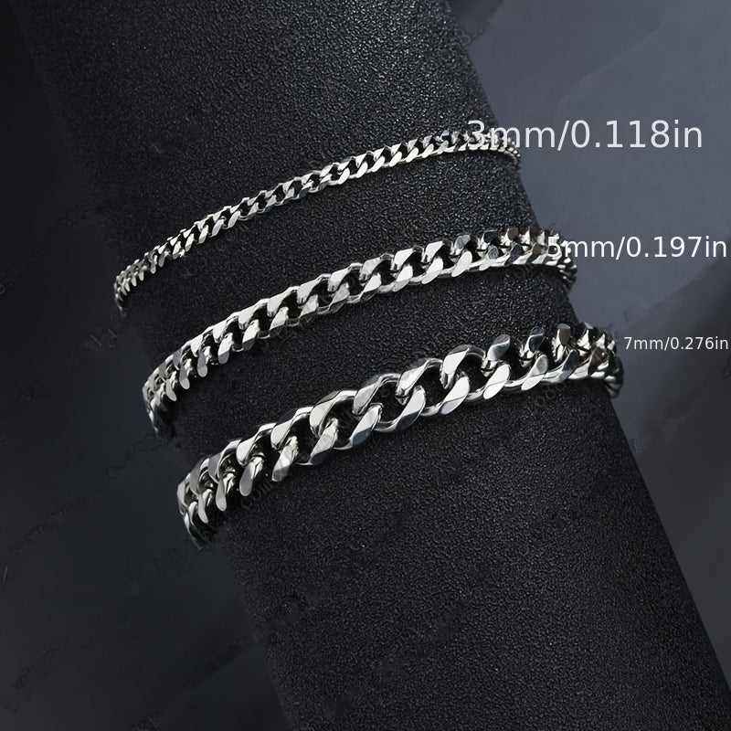 3/5/7/mm Fashion Simple Stainless Steel Cuban Chain Bracelet For Men And Women NovaCart