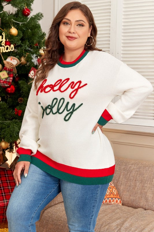 Plus Size Christmas Holly Jolly Colorblock Edge Sw Shop Style & More | Fresh Looks, Everyday Deals & Free Shipping