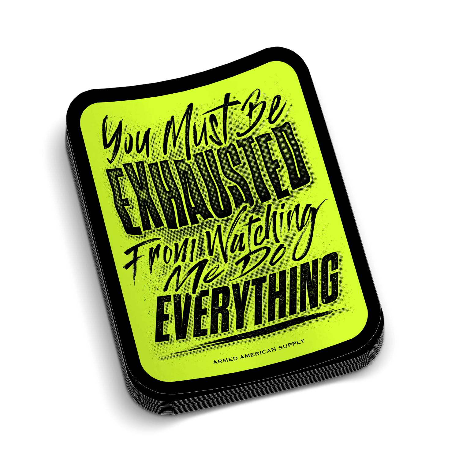 Exhausted -  Hard Hat Decal Armed American Supply