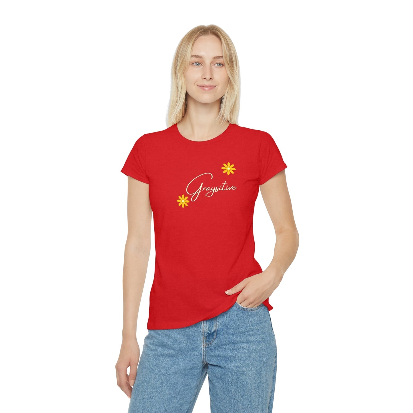 Women's Iconic T-Shirt graysitive with flowers Grayceful LLC