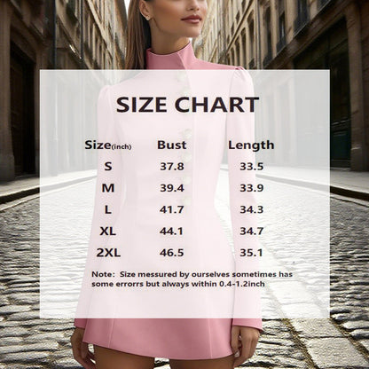 Women’s Stand Collar Blazer Dress – Slim Fit Formal Short Outfit FitiqueFit