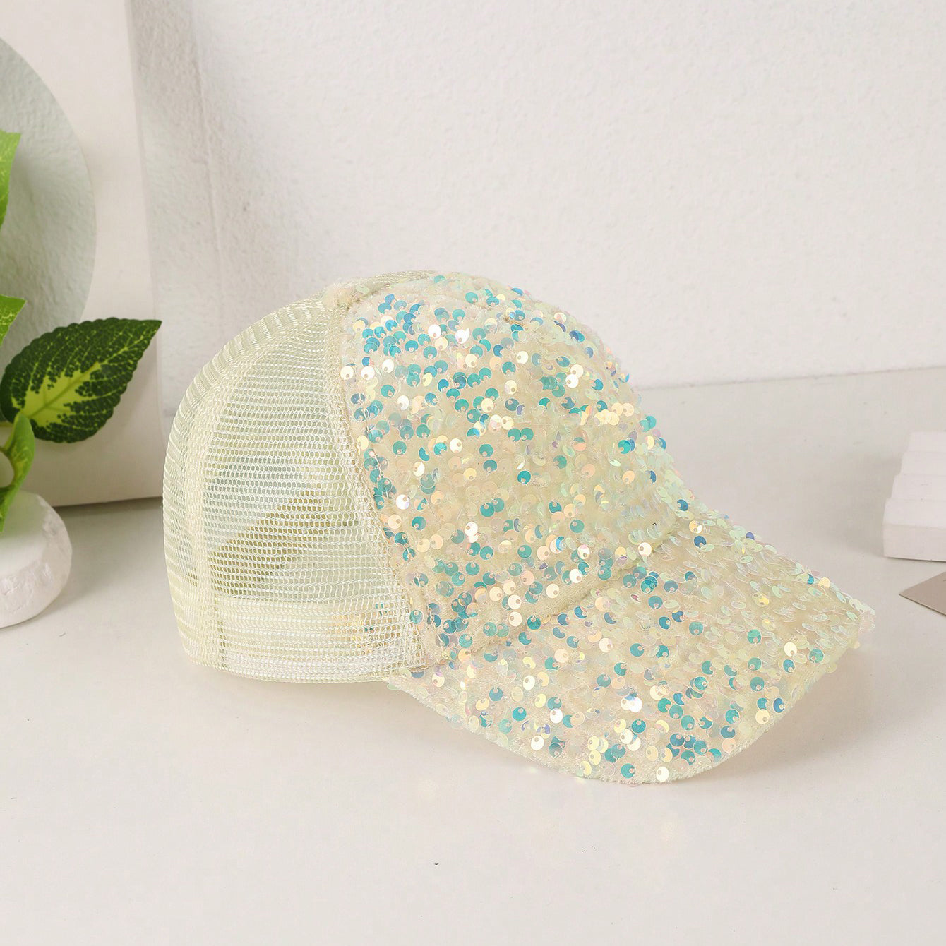 Sequin-Embroidered Mesh Baseball Cap with Sunshade – Breathable Trendy Hat FitiqueFit