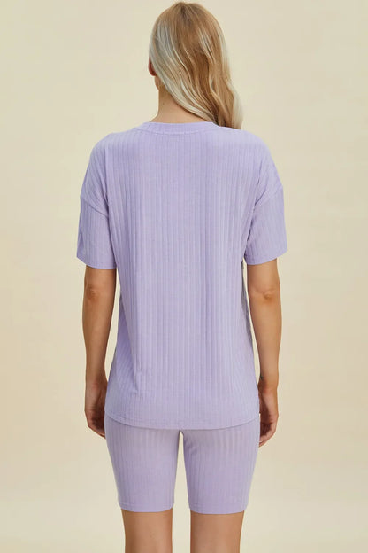Basic Bae Full Size Ribbed V-Neck Short Sleeve Top and Shorts Set New Era Fashion LLc