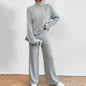 Leisure Turtleneck Knitting Long-sleeve Sweater Loose Trousers Two-piece Set Grayceful LLC