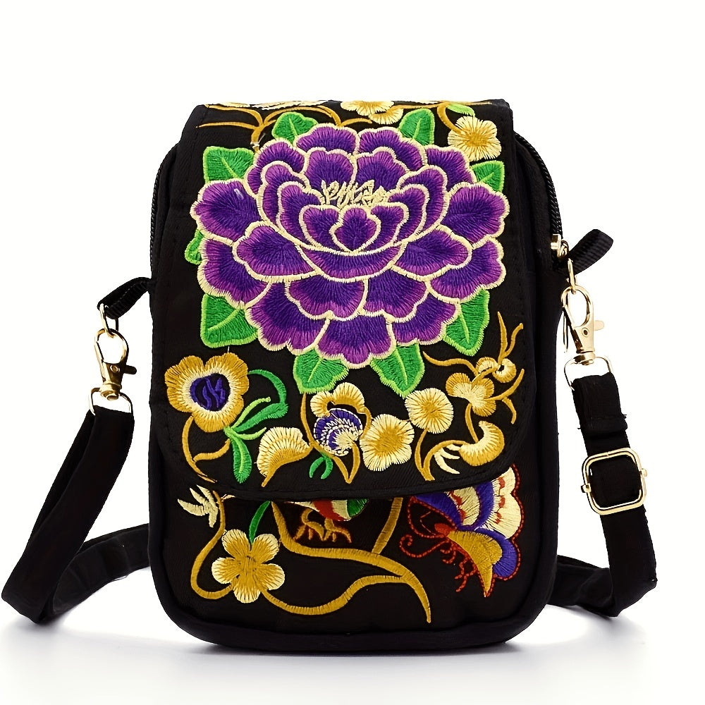 Women's Embroidered Crossbody Bag, Mini Shoulder Bag, Portable Double-Layer Wallet, Phone Pouch NovaCart