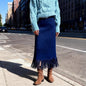 Women's Fashionable Elegant Long Suede Skirt Comfortable Slim Fit Grayceful LLC