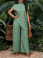 Asymmetrical Sleeveless Top & Pants Set – Women’s Two-Piece FitiqueFit