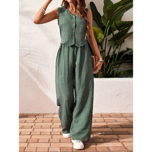 Women’s crop vest blazer wide leg pants set FitiqueFit