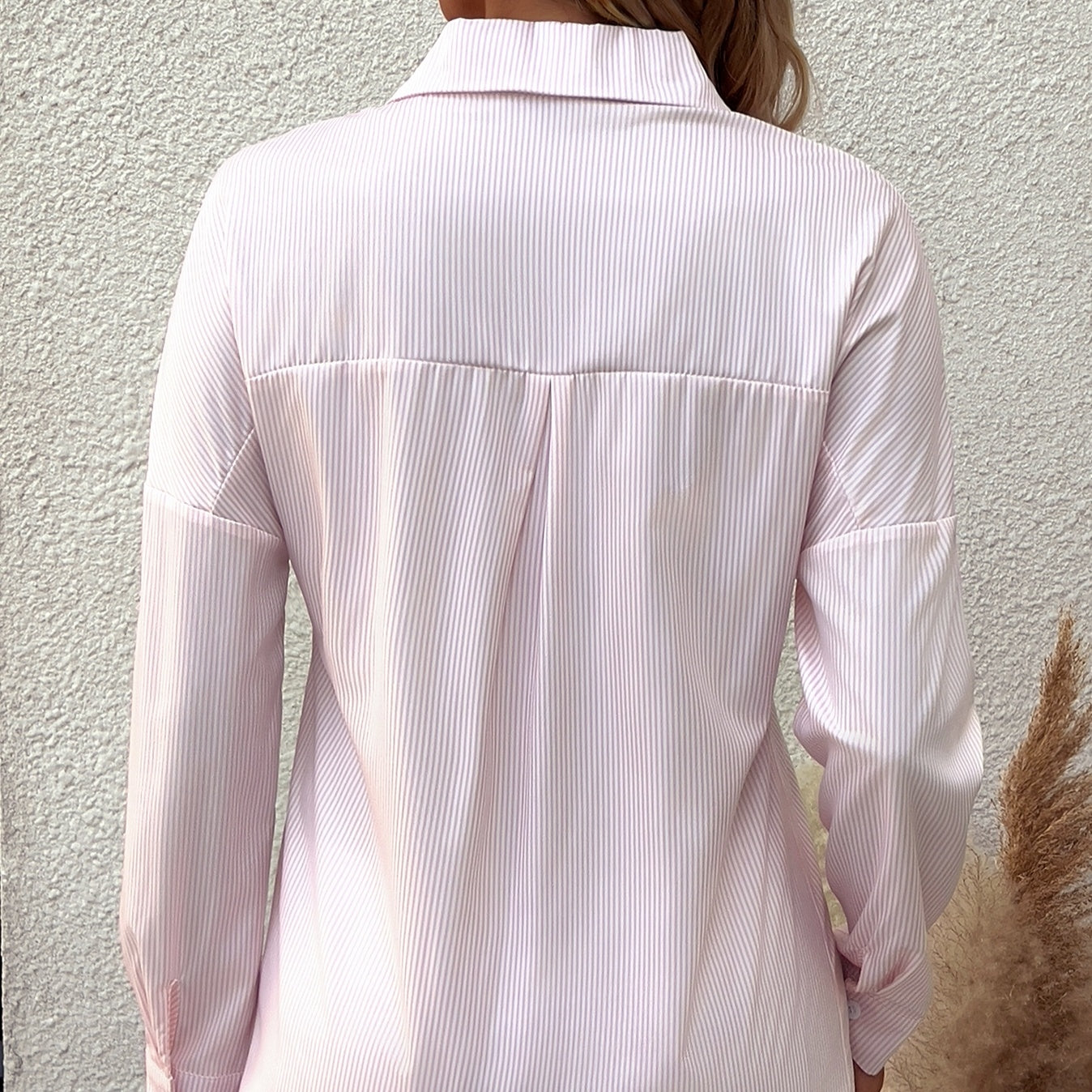 Women's Striped Lapel Long Sleeved Shirt Top FitiqueFit