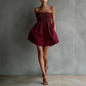 Women's Strapless Tube Mini Dress – Solid Color Elastic Waist FitiqueFit