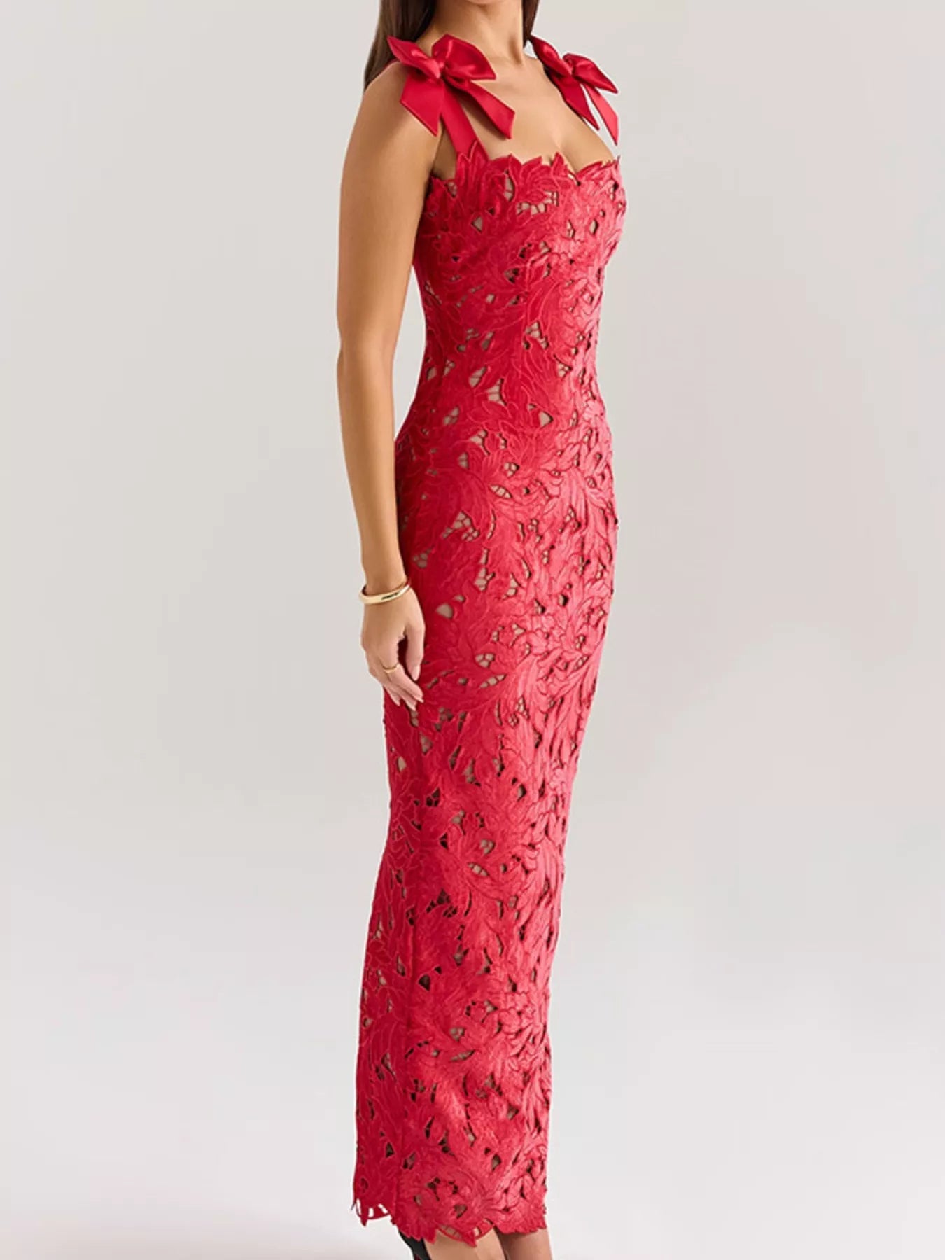 Slit Tie Shoulder Maxi Dress New Era Fashion LLc