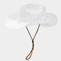 Women's Panama Straw Woven Sun Hat – Windproof Sequin Detail Beach Hat FitiqueFit