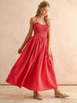 Women's Retro Plaid Sleeveless A-Line Maxi Dress – Fitted Waist Pleated Sundress FitiqueFit