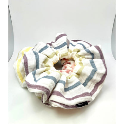 Rainbow White Striped Scrunchie Enchanted Scrunch