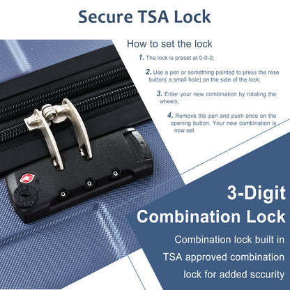 Hardshell Luggage Spinner Suitcase with TSA Lock Lightweight Expandable 24'' (Single Luggage) Blue + ABS + 24 Inch