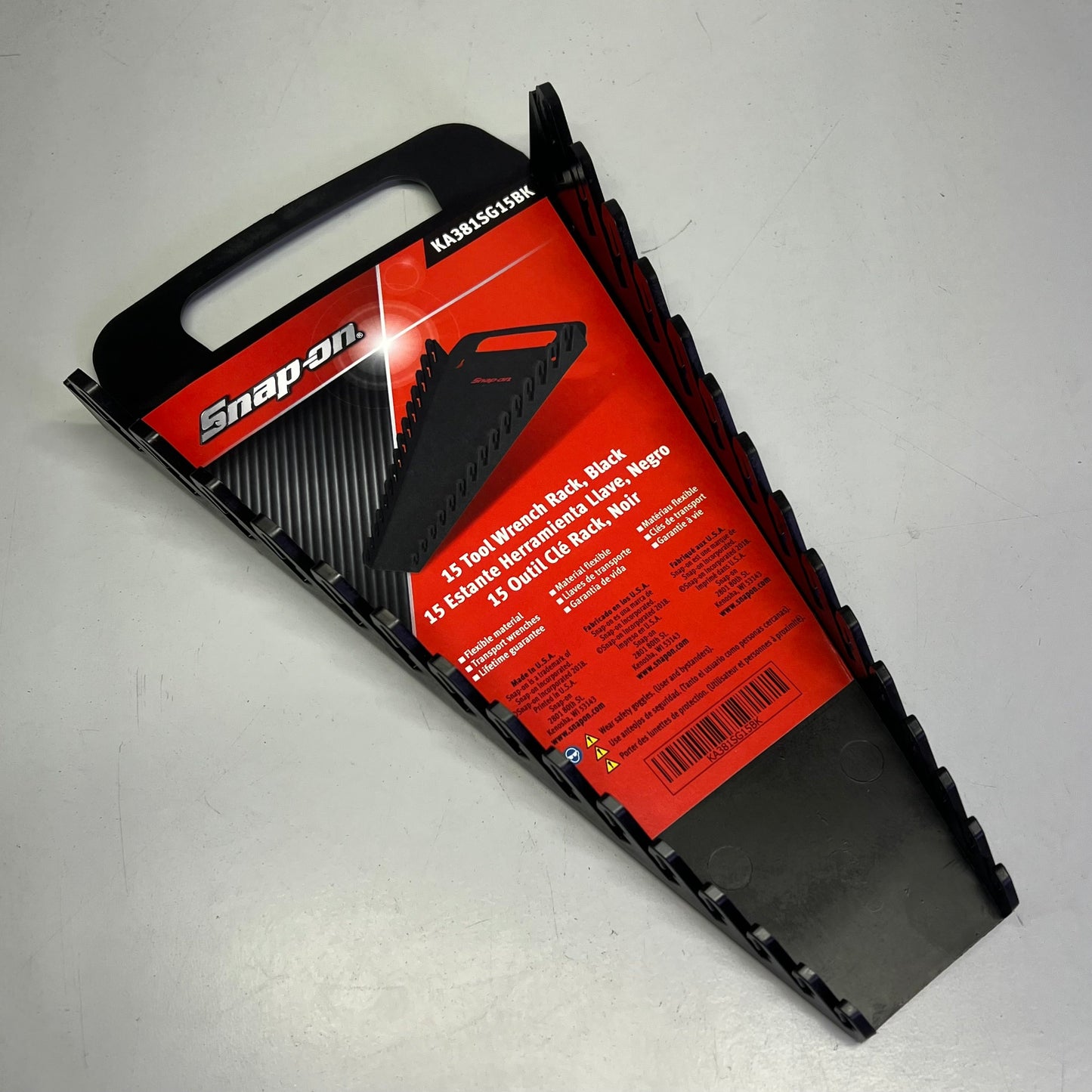 SNAP-ON 15 Tool Wrench Rack W/ Handle Fits 2" Deep Drawers Black KA381SG15BK PayWut