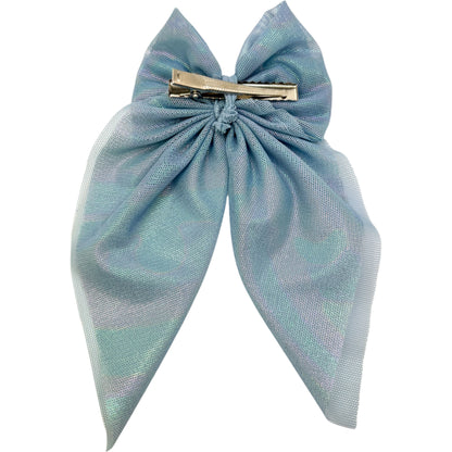 Iridescent Blue Small Bow Enchanted Scrunch