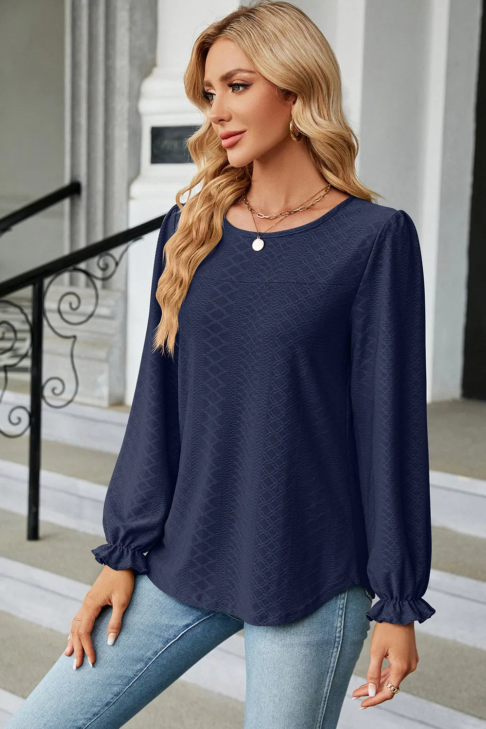🌸 Round Neck Flounce Sleeve T-Shirt FitiqueFit