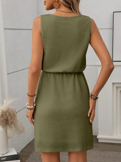 Breezy Waffle-Knit Drawstring Mini Tank Dress Country in My Heart