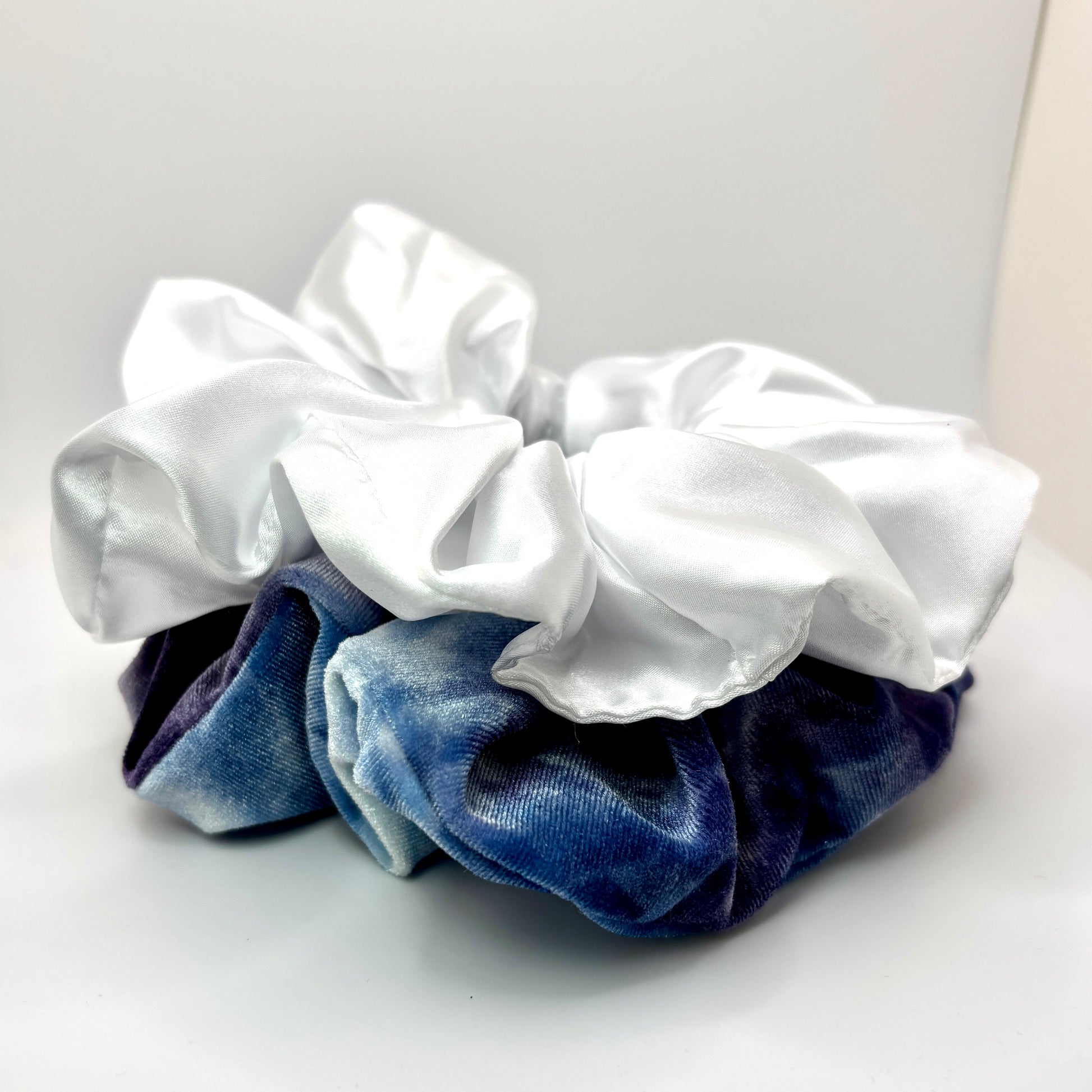 Blue Purple Tie Dye & White Scrunchie Set Enchanted Scrunch