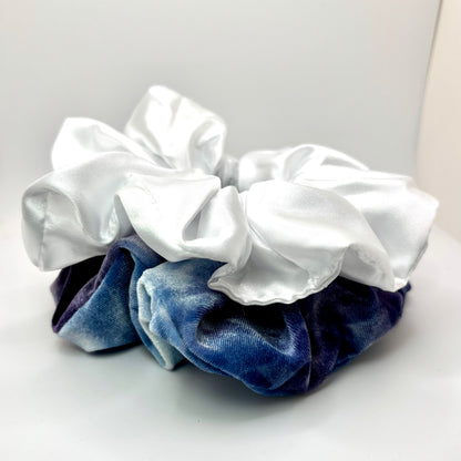 Blue Purple Tie Dye & White Scrunchie Set Enchanted Scrunch