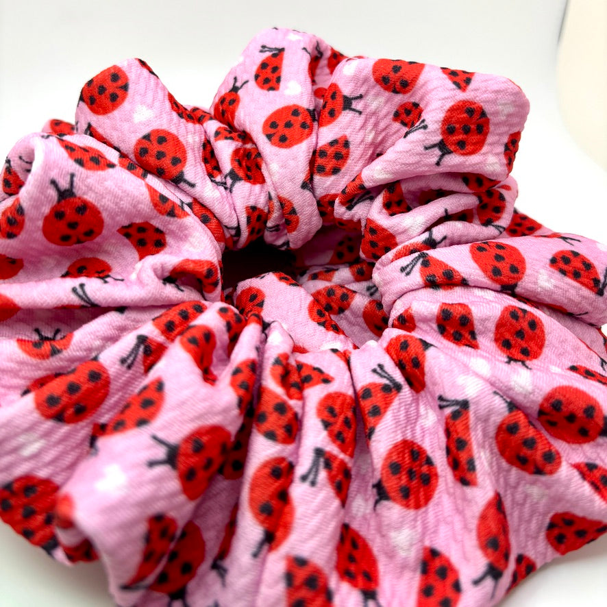 Pink Ladybug Spring Bullet Scrunchie Enchanted Scrunch