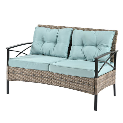 Patio Furniture, Outdoor Furniture, Seasonal PE Wicker Furniture, Four Set Wicker Furniture With Black Metal Table V.I.P Digital Presence