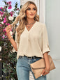 Effortless V-Neck Seven-Point Top - Stylish Pullover Blouse for Trendy Women Country in My Heart