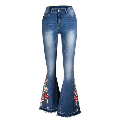 Flared Leg Embroidered Denim Jeans | Cowgirl Style with a Floral Touch Country in My Heart