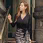 New V-Neck Long Sleeve Slim-Fit Top for Fall/Spring