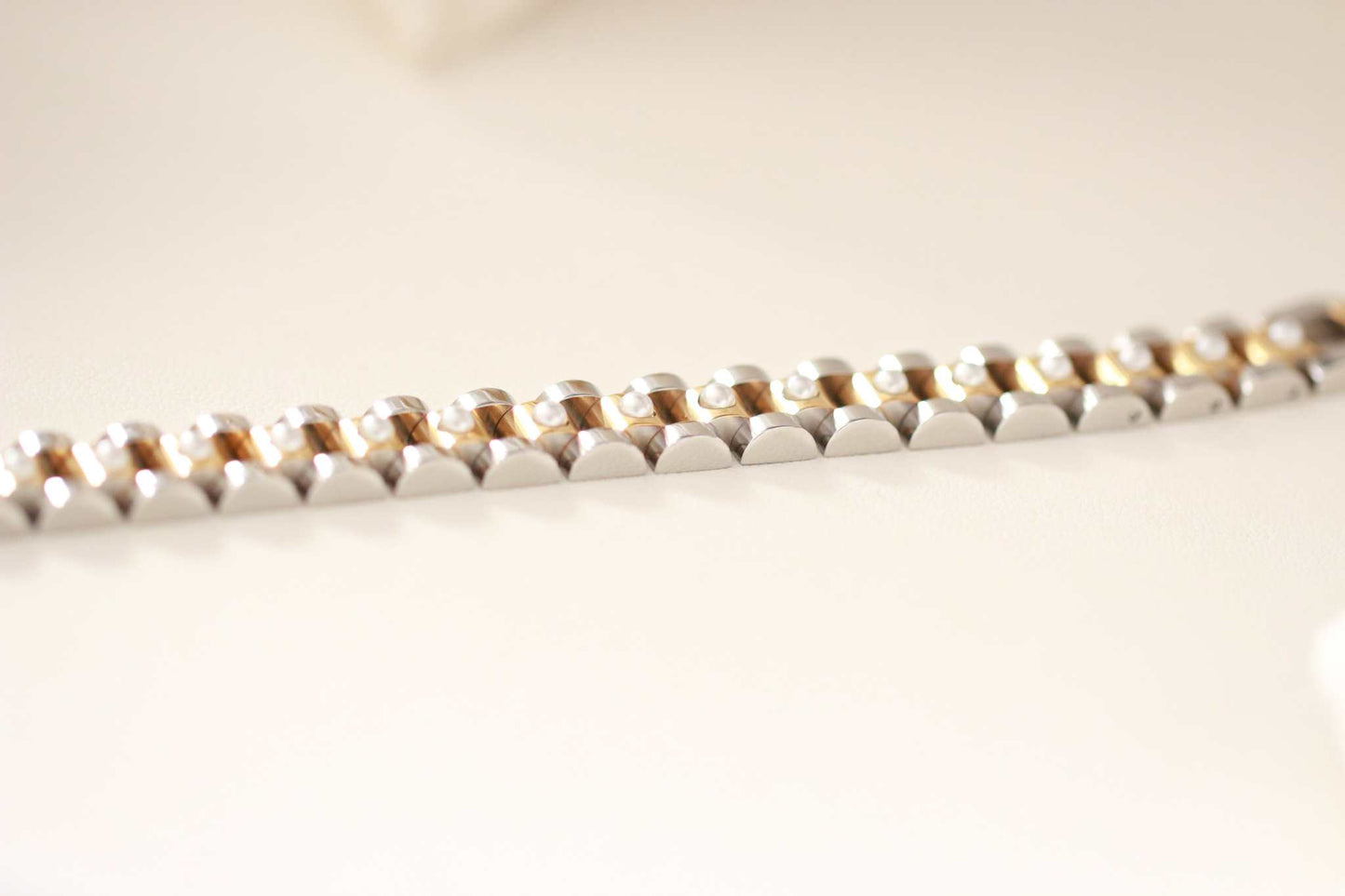 Mixed Metal Band Bracelet with Pearls ~ Deep South Originals Deep South Originals