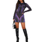 Fashion Printed Slim Fit Round Neck Long Sleeve Dress