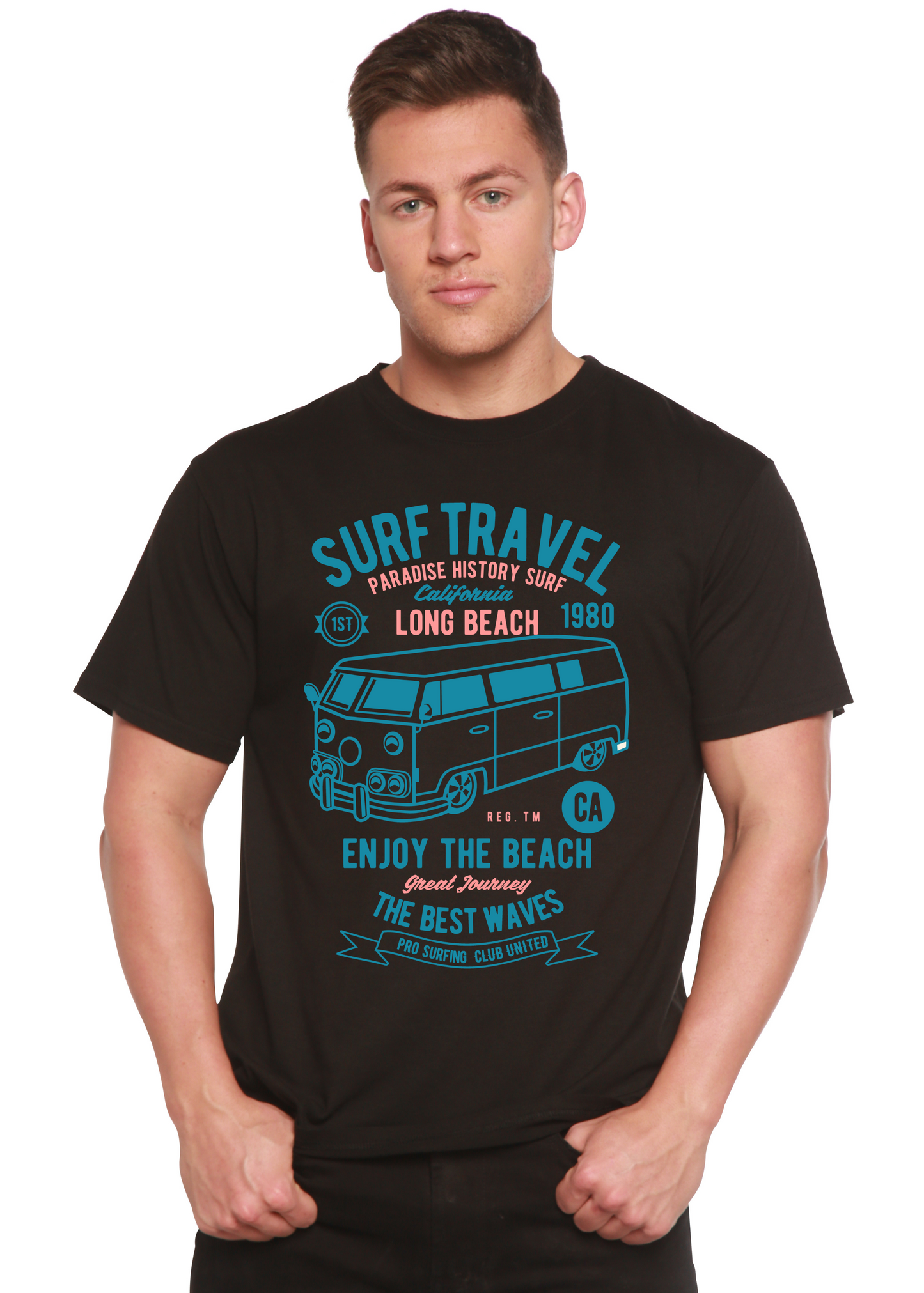 Surf Travel Spun Bamboo® Men's Bamboo Viscose/Organic Cotton Short Sleeve Graphic T-Shirt Spun Bamboo