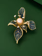 Freshwater Pearl, Zircon & Alloy French Iris Brooch