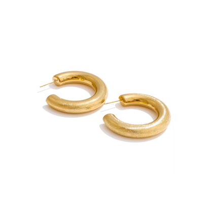 Brushed Hoop Earrings - 18k Plated Stainless Steel Deep South Originals