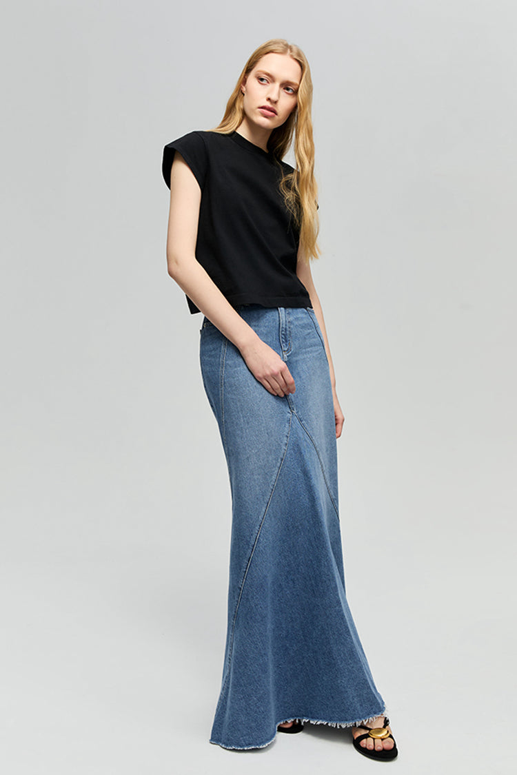 Ocean Wave Denim Skirt HJ821 Hey Joanie