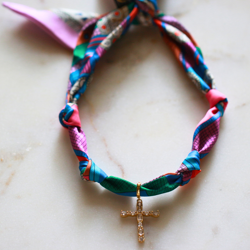 Scarf Necklace Multi Color Pattern Deep South Originals