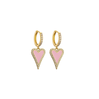 Modern Heart Drop Earrings 18K Gold Non Tarnish Deep South Originals