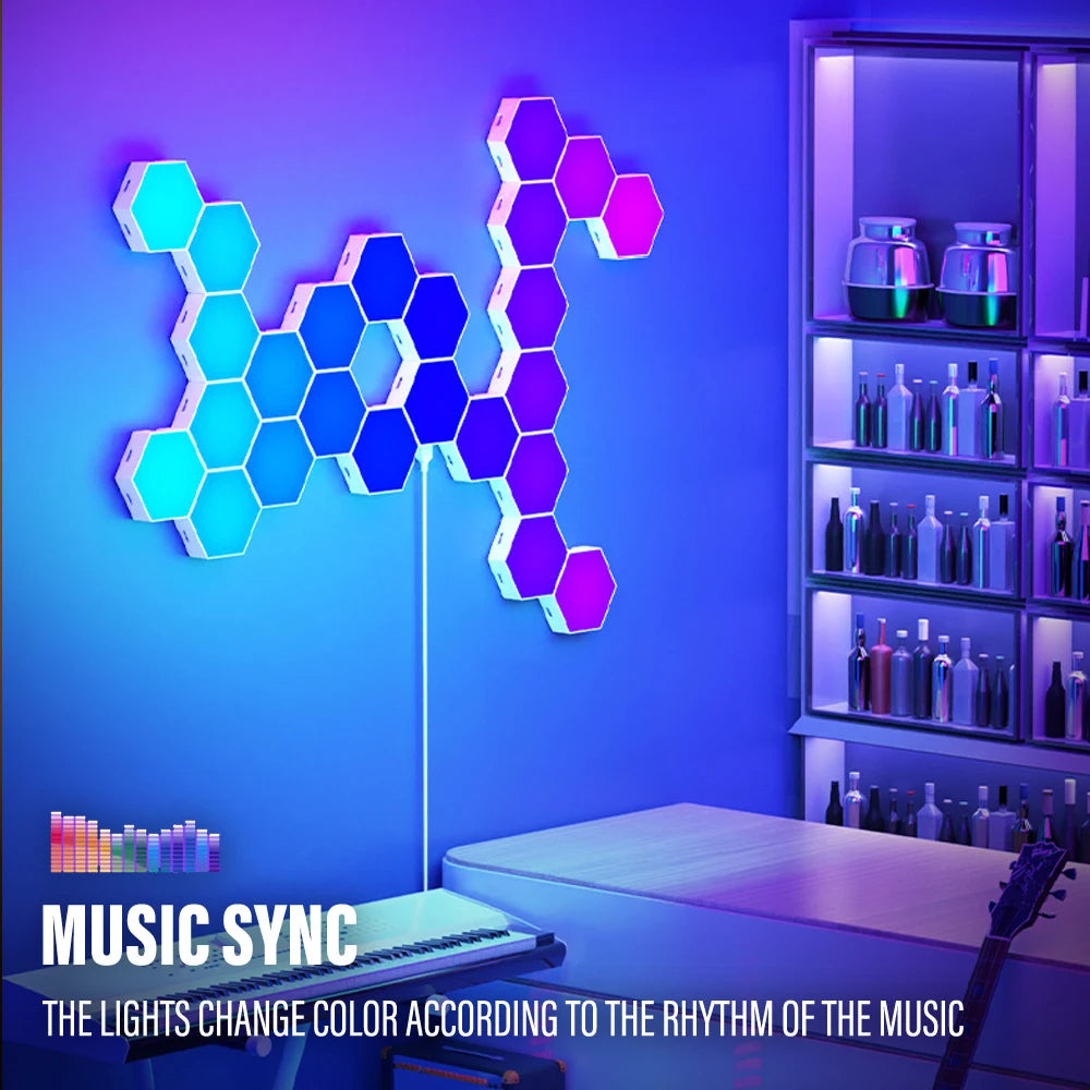 RGB Bluetooth LED Hexagon Light Indoor Wall Lights ViralGalleria.com